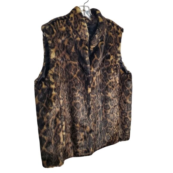 Donna Salyers Jackets & Blazers - Donna Salyers Fabulous Faux Fur Size XL Vest Coat Leopard Print Plush Furry Cozy